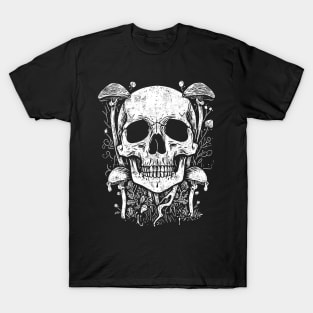 Skull Mushrooms Goth Dark Vintage T-Shirt